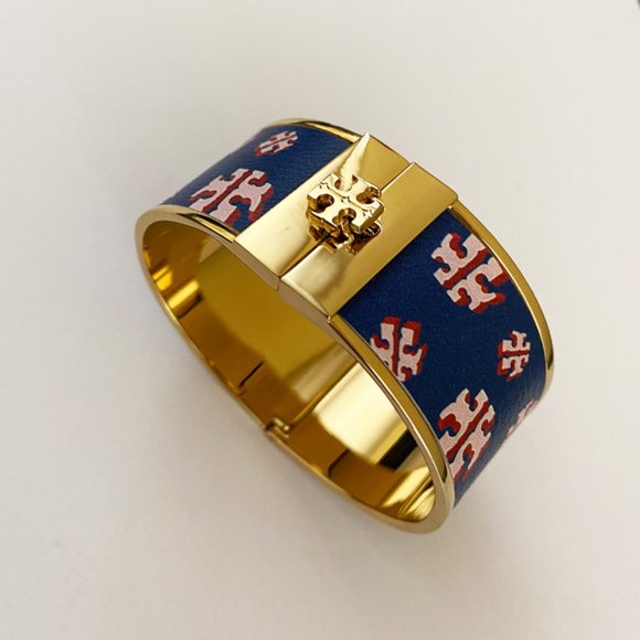 Tory Burch Jewelry - Tory Burch Skinny Leather Blue Cuff Bracelet